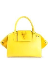 Желтая кожаная большая сумка