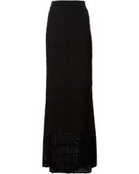 Черная кружевная длинная юбка
