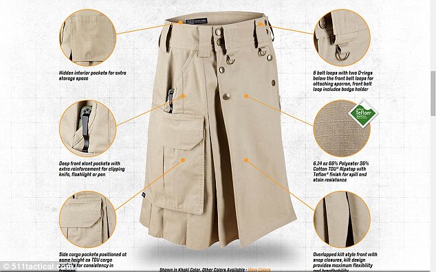 Ready for action:  The skirt comes comer with pouches for ammo and is finished in Teflon for stain resistance