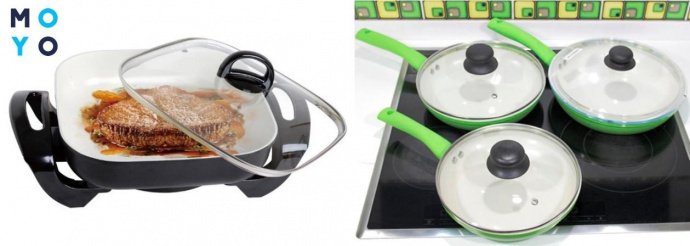  Электрическая и стандартные сковороды с керамическим покрытием
