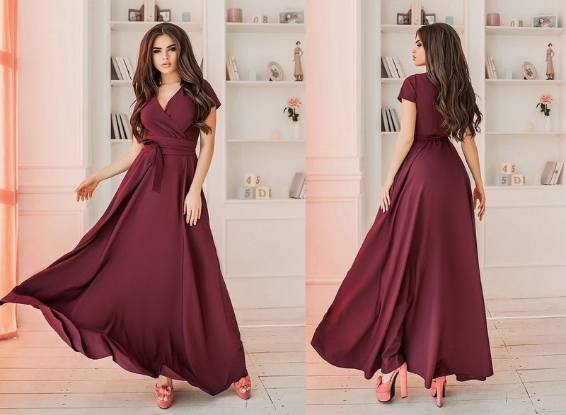 Платье-халат цвета бордо