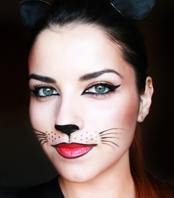 Классический макияж кошки на Хэллоуин, фото