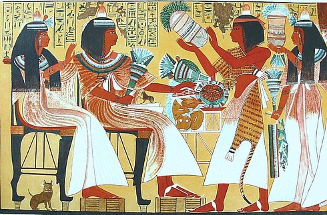 Знатная семья. Факсимильная копия росписи из гробницы Ипуи в Дейр эль-Мединэ. 13 в. до н.э.